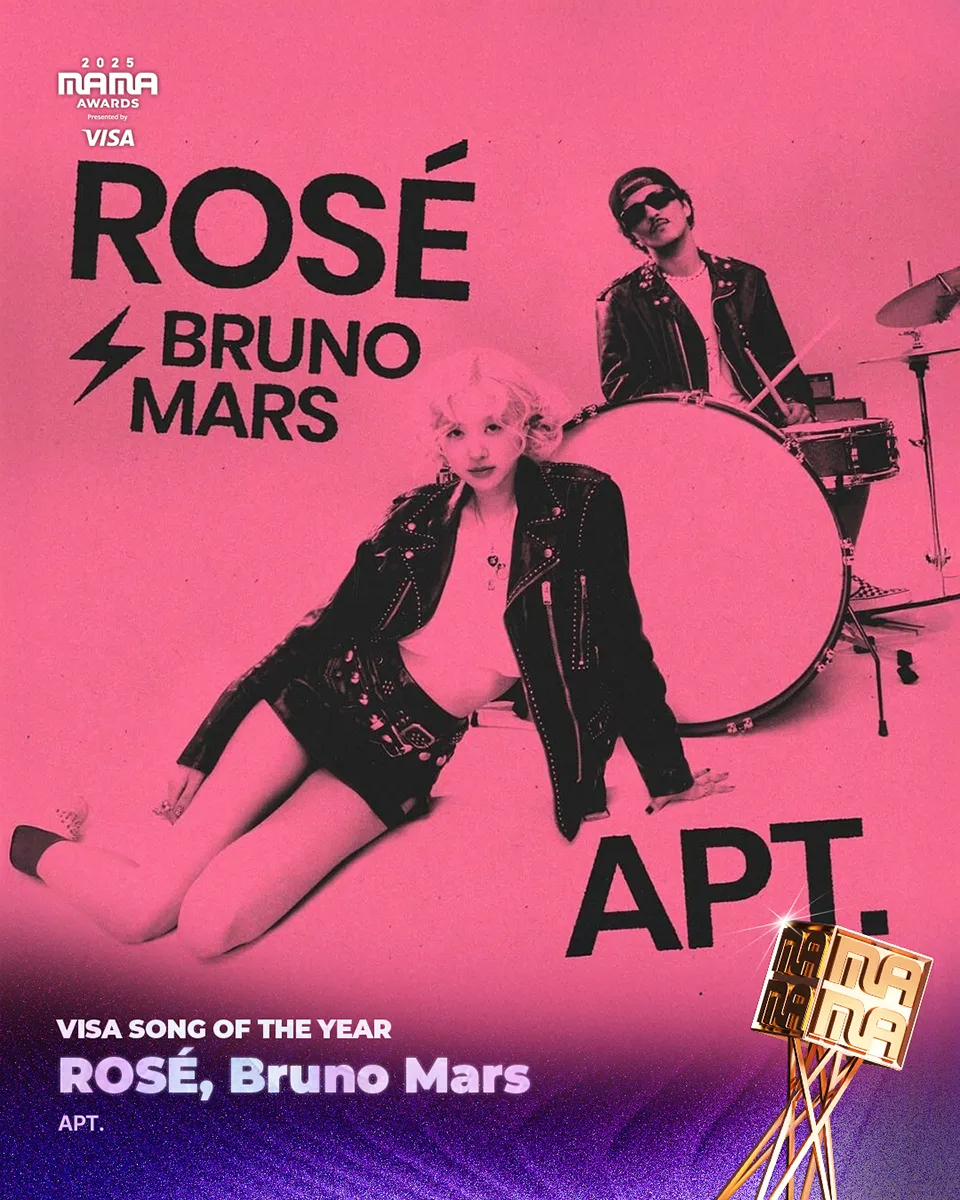 'APT.' by ROSÉ and Bruno Mars, win daesang Song of the year MAMA Awards 2025