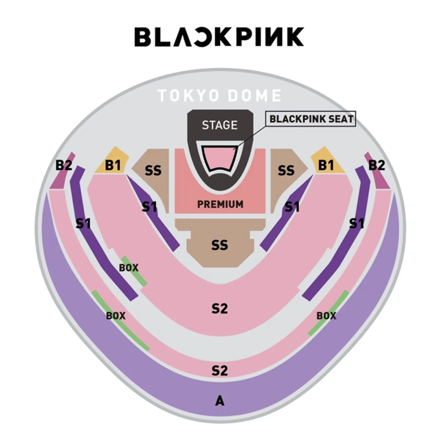 Seating plan for BLACKPINK concert 2025 at Tokyo Dome, Japan for DEADLINE World Tour