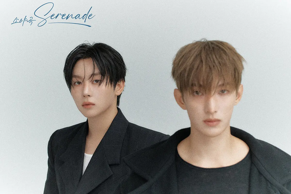 Teaser poster for DK X SEUNGKWAN (SEVENTEEN) comeback 2026 with their 1st Mini Album Serenade, set to release on January 12, 2026.