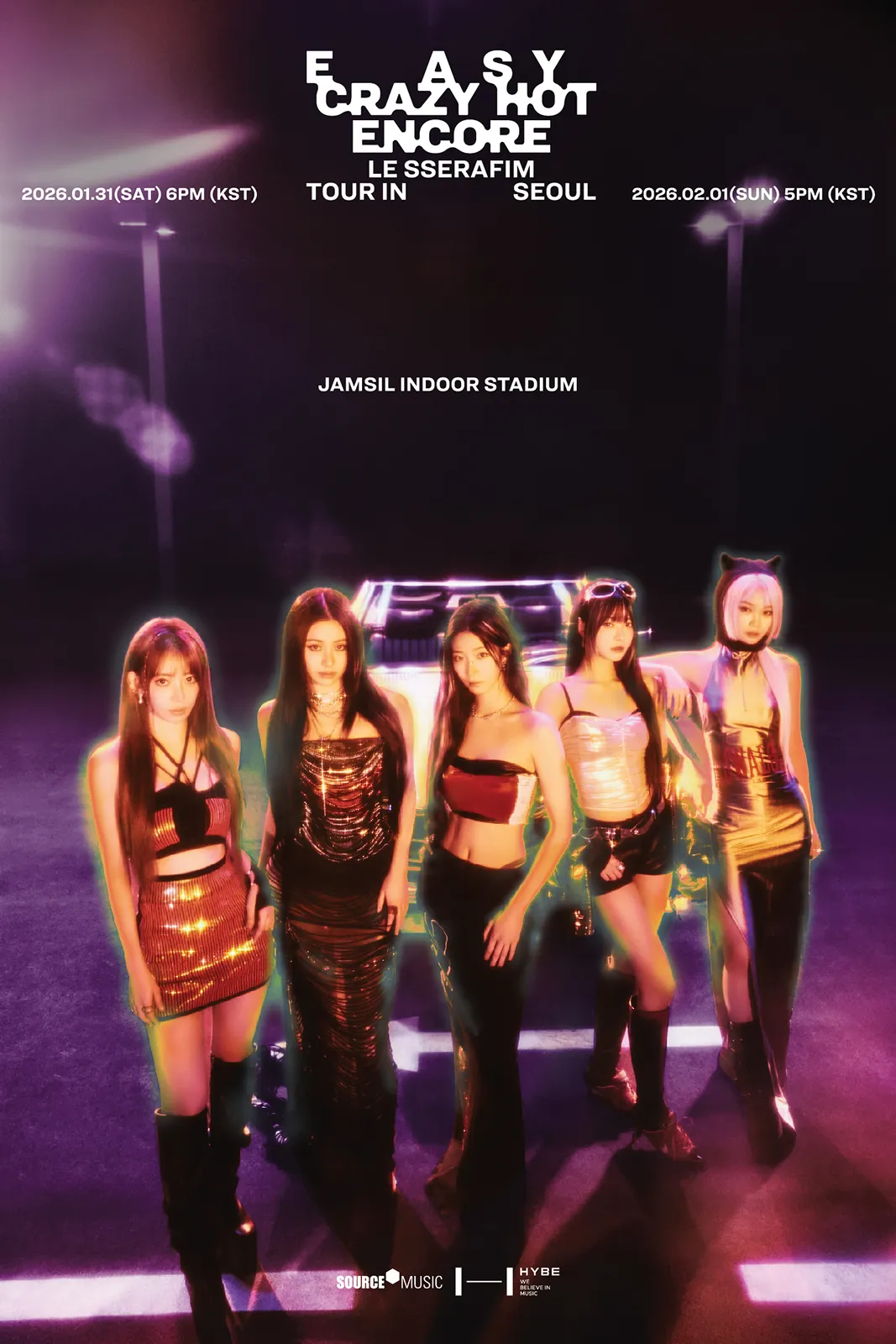 Event poster for LE SSERAFIM TOUR 'EASY CRAZY HOT' ENCORE IN SEOUL