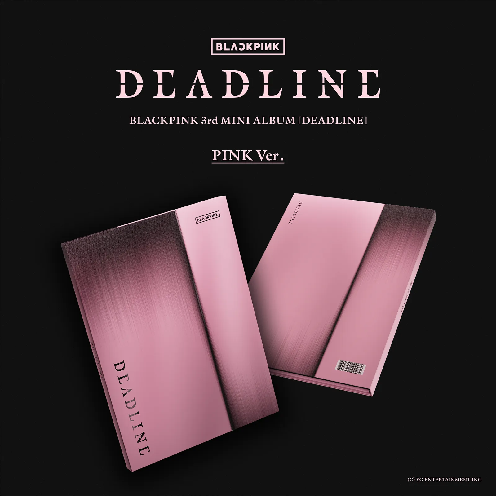 Cover of BLACKPINK's 3rd mini album 'DEADLINE' in pink version, featuring a modern design with a gradient effect and the title displayed prominently.