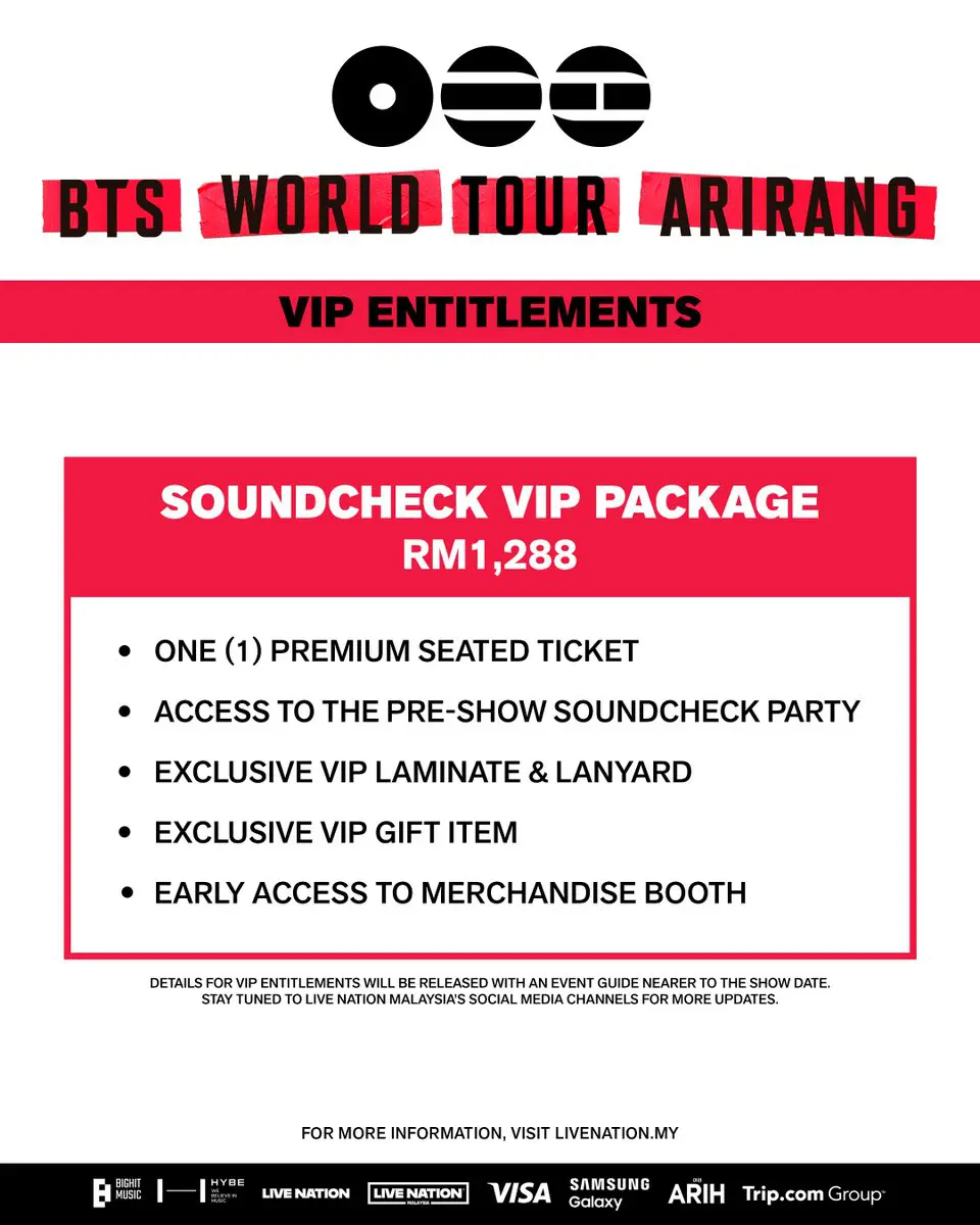 Sound Check VIP Package BTS ARIRANG TOUR Malaysia 2026 Sound Check VIP Package BTS ARIRANG TOUR Malaysia 2026