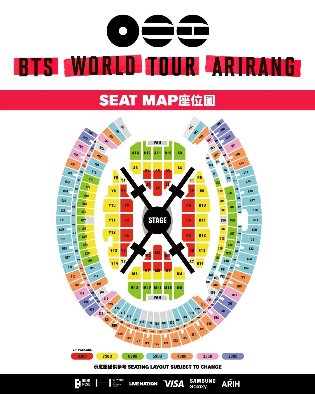 Ticket Price and Seat Map BTS ARIRANG Kaohsiung Taiwan 2026 Ticket Price and Seat Map BTS ARIRANG Kaohsiung Taiwan 2026