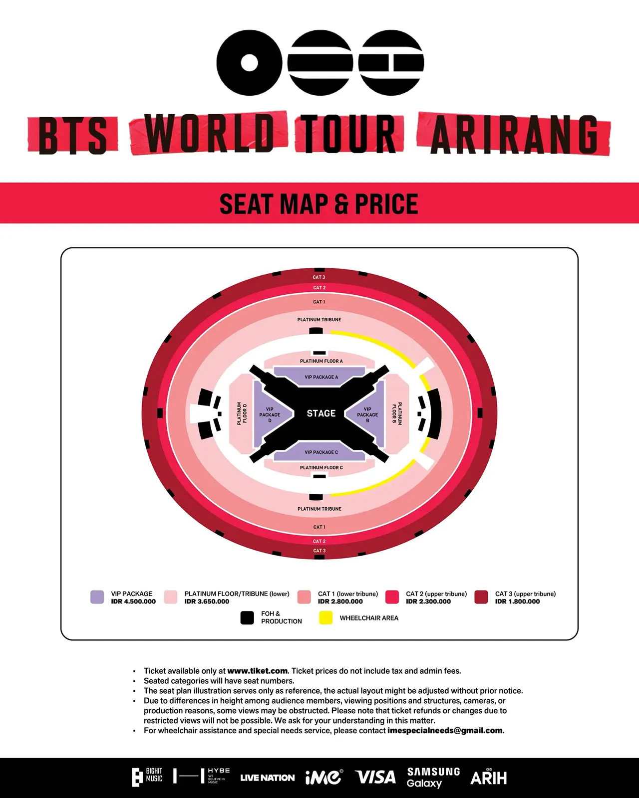 Ticket Price and Seat Map BTS ARIRANG TOUR Jakarta Gelora Bung Karno Main Stadium 2026 Ticket Price and Seat Map BTS ARIRANG TOUR Jakarta Gelora Bung Karno Main Stadium 2026