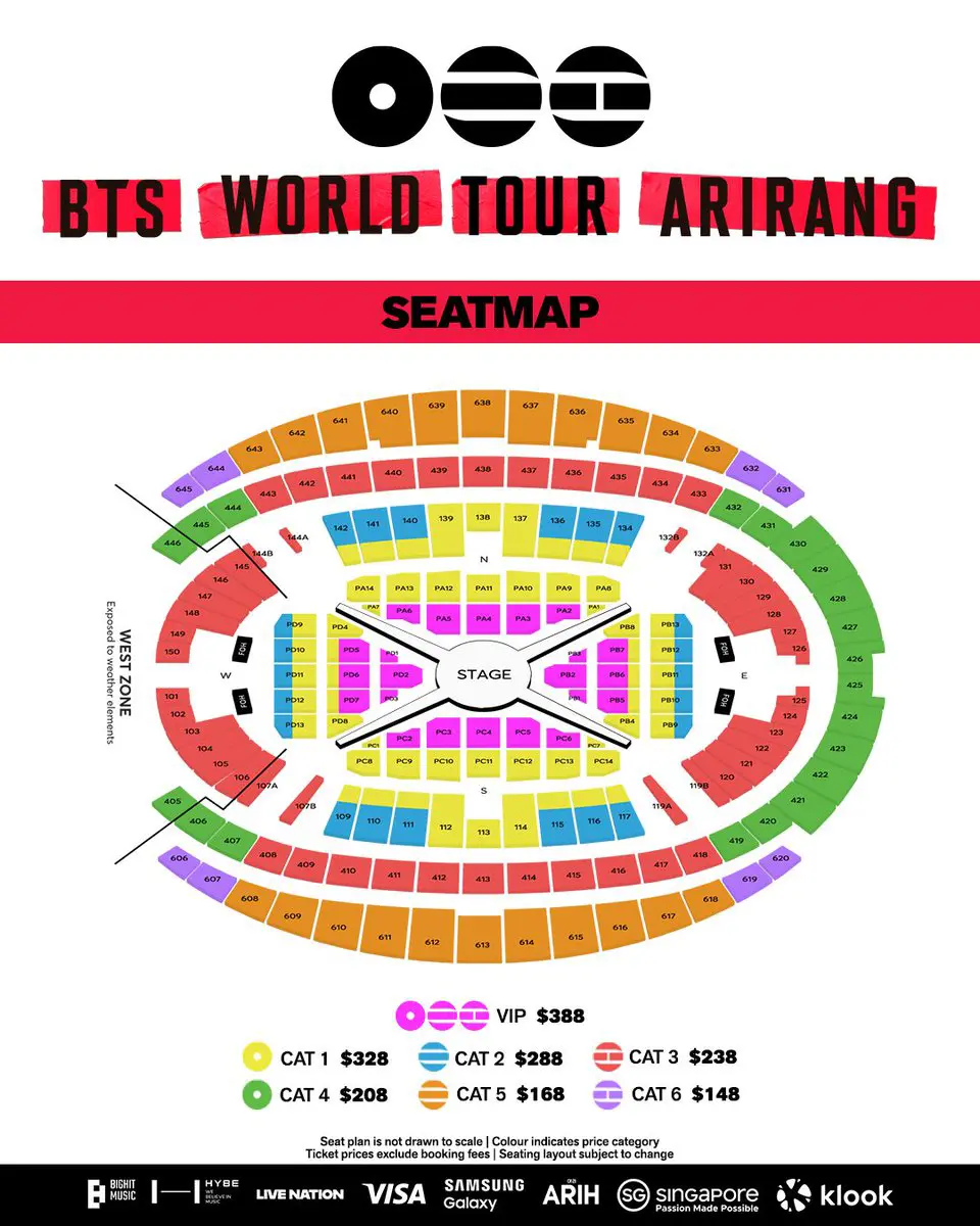 Ticket Price and Seat Map BTS ARIRANG Tour Singapore 2026 Ticket Price and Seat Map BTS ARIRANG Tour Singapore 2026
