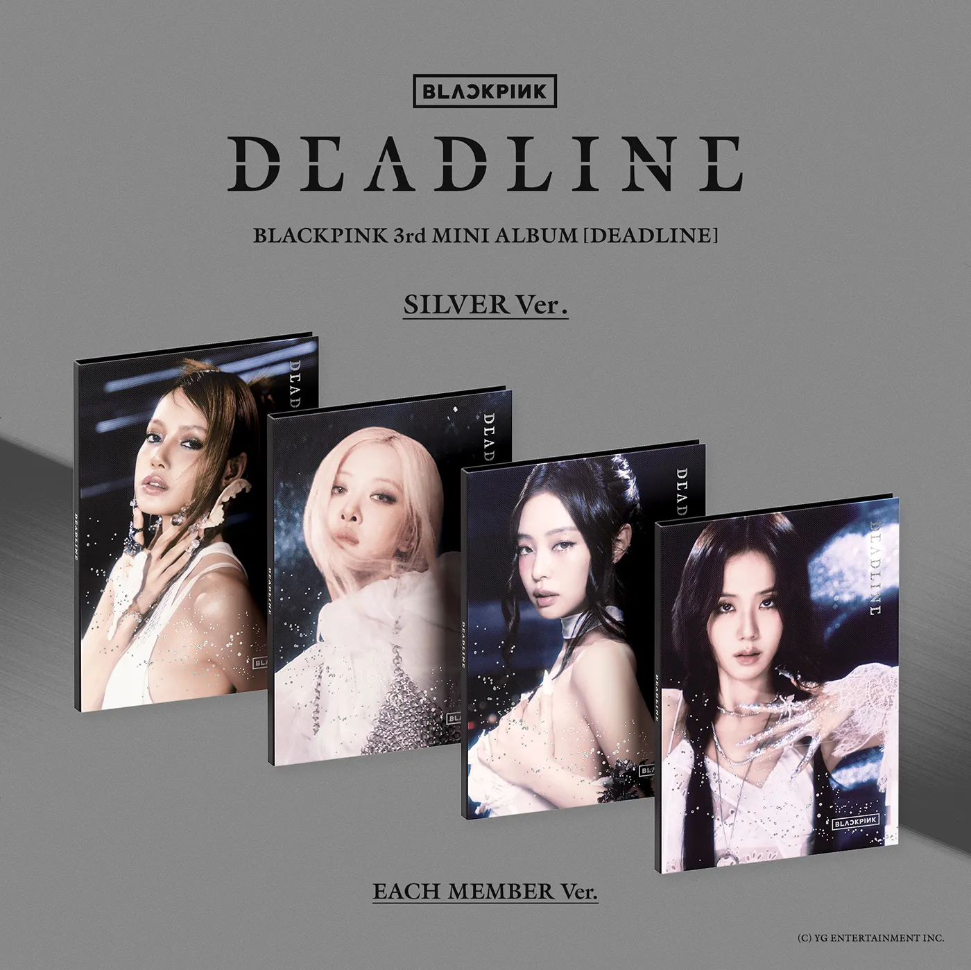 BLACKPINK's 3rd mini album 'DEADLINE' Silver version and individual member covers.