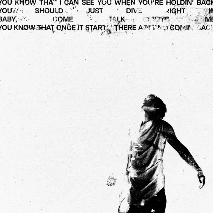 YORCH (POW) 1st Single – Blow Your Mind (2026) Album Cover Art. A silhouette of a person with their arms raised, set against a textured white background with faded text overlay.