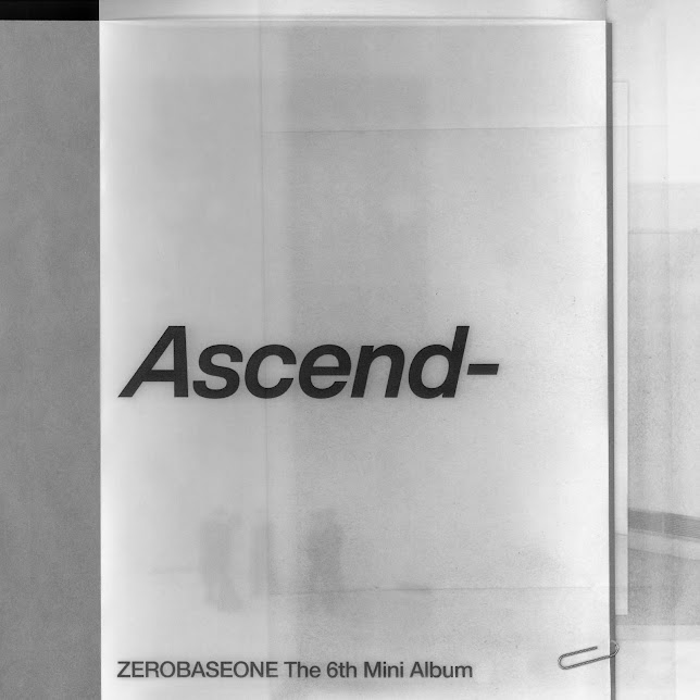 Cover art for the mini album 'Ascend-' by ZEROBASONE, featuring the title in bold black text on a translucent background.