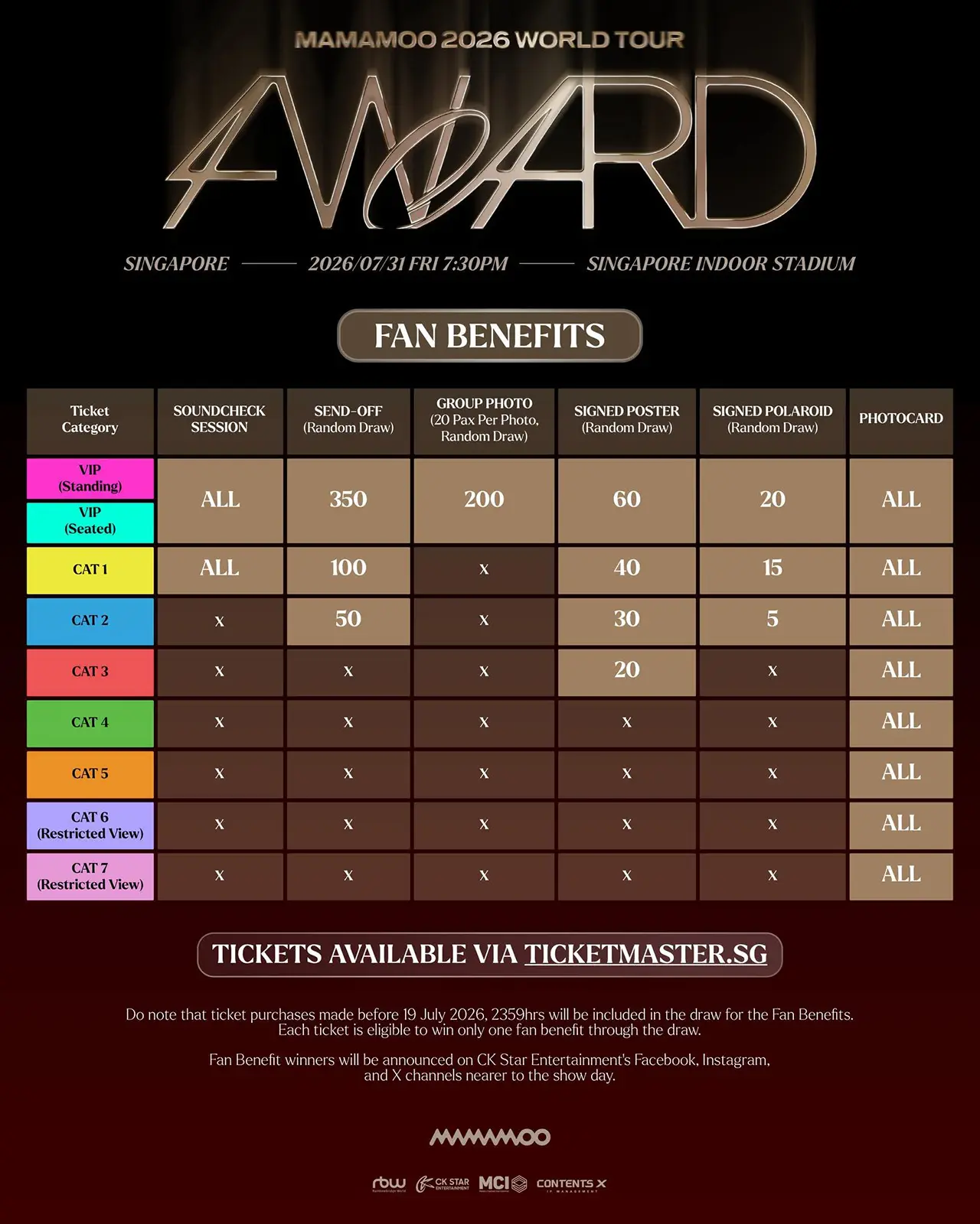 MAMAMOO World Tour 4WARD 2026 – Singapore Fan Benefits MAMAMOO World Tour 4WARD 2026 – Singapore Fan Benefits
