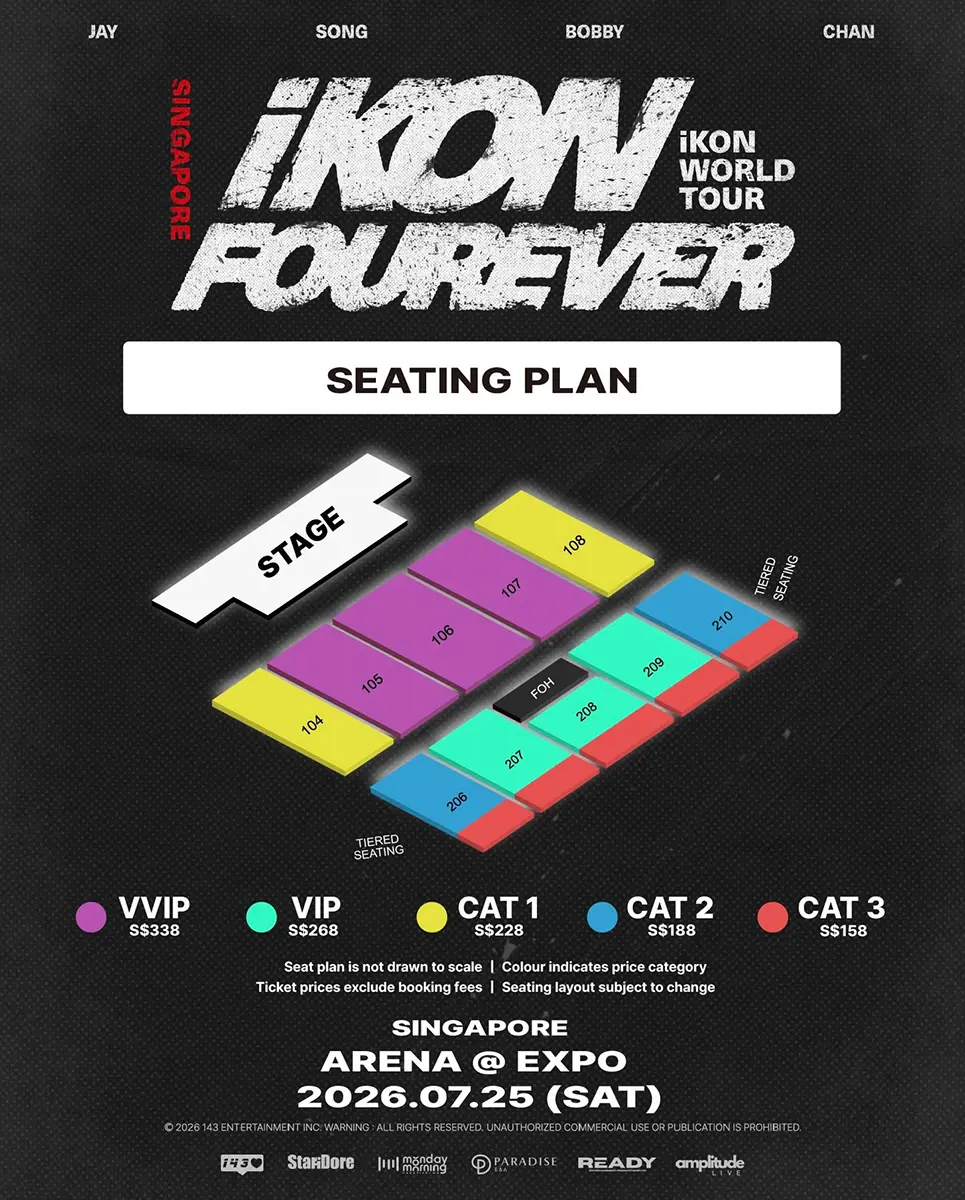 iKON World Tour FOUREVER 2026 – Singapore Seat Map Ticket Price iKON World Tour FOUREVER 2026 – Singapore Seat Map Ticket Price
