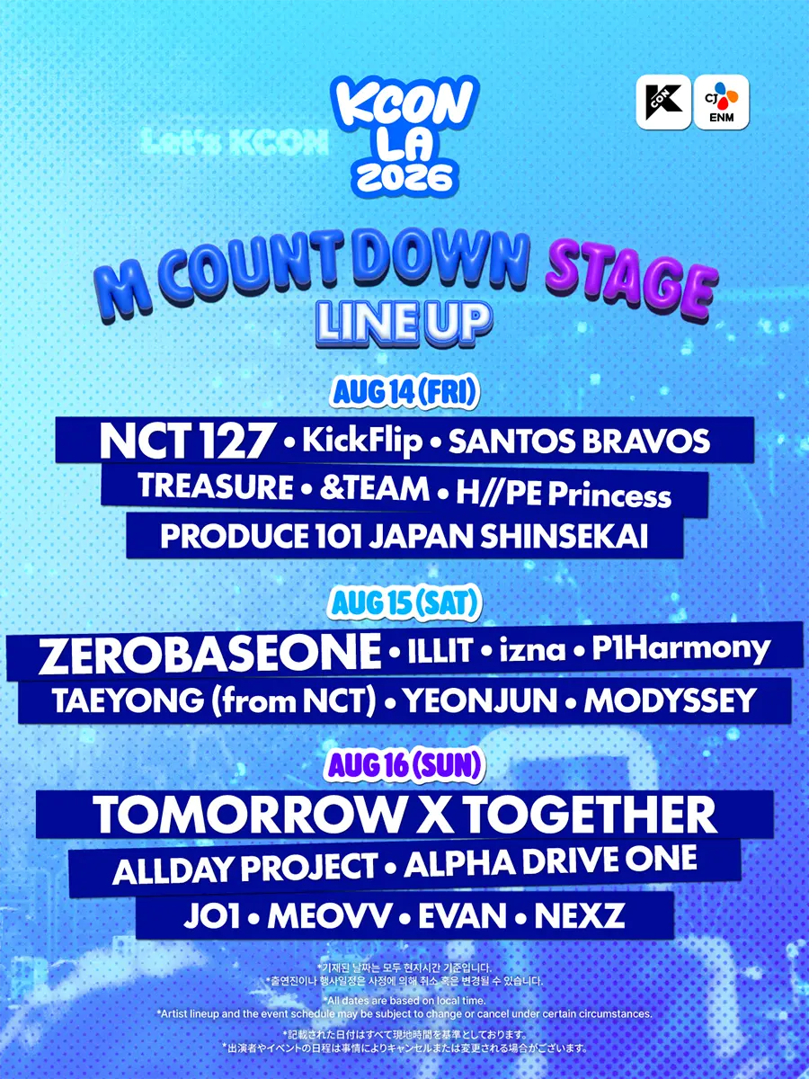 KCON LA 2026 M COUNTDOWN Stage Lineup KCON LA 2026 M COUNTDOWN Stage Lineup