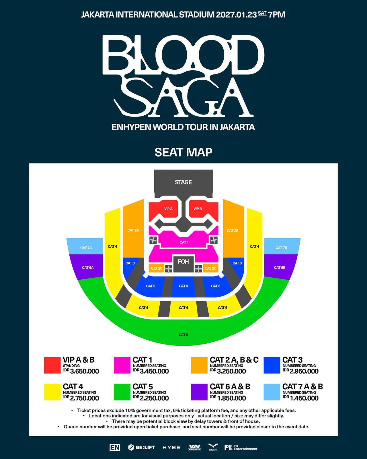 ENHYPEN World Tour BLOOD SAGA 2027 – Jakarta, Indonesia Seat Map Ticket Price ENHYPEN World Tour BLOOD SAGA 2027 – Jakarta, Indonesia Seat Map Ticket Price